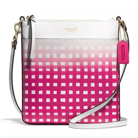 NWOT COACH Madison Old Money Barbiecore Gingham Saffiano Leather Crossbody Bag - Picture 1 of 12